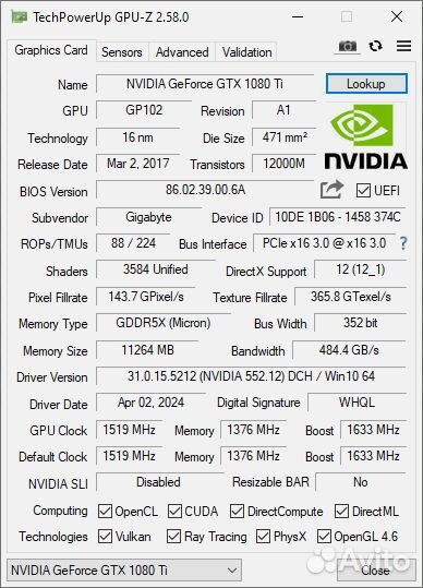 Nvidia geforce gtx 1080 ti