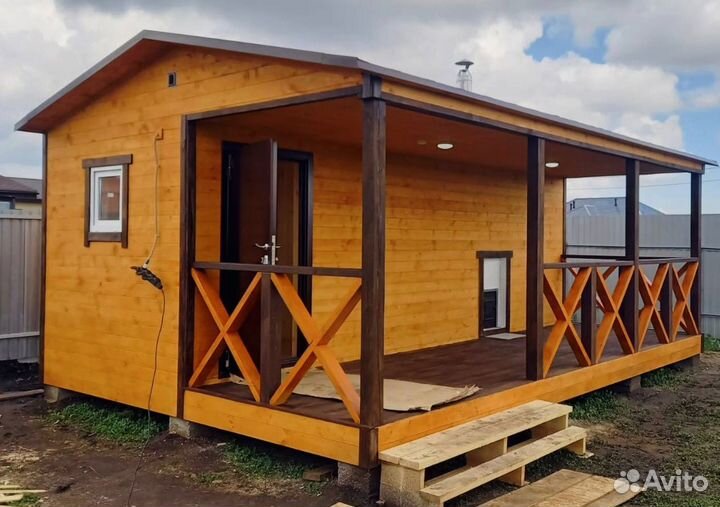 Баня каркасная с террасой под ключ 2,4 * 6