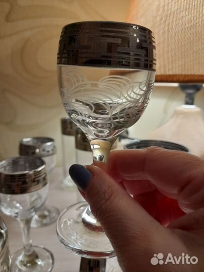 Графин с рюмками и стаканы Гусь-Хрустального з-да