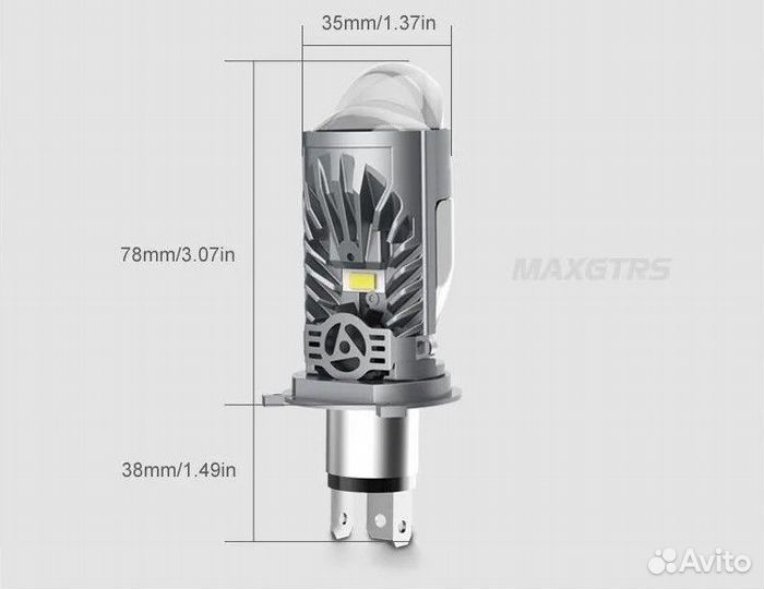 LED лампы maxgtrs мини линзы H4, HB2