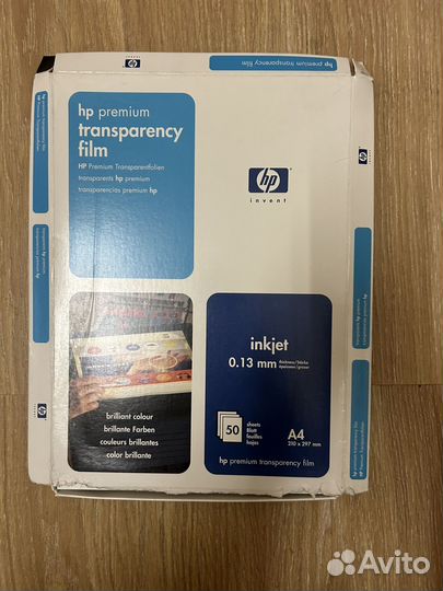 Прозрачная пленка hp премиум-класса, б/у