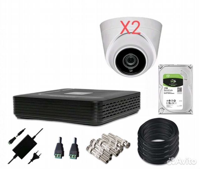 Комплект видеонаблюдения 2 камеры 2мп и жесткий