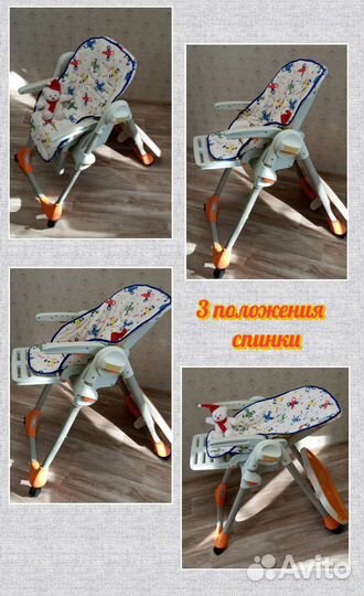 Стульчик для кормления chicco polly/чико поли 2в1