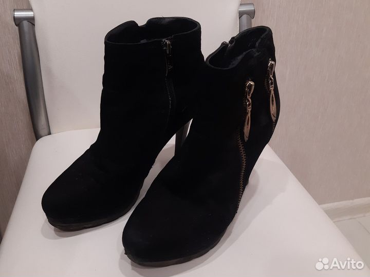 Ботильоны натуральная замша,натуральный мех
