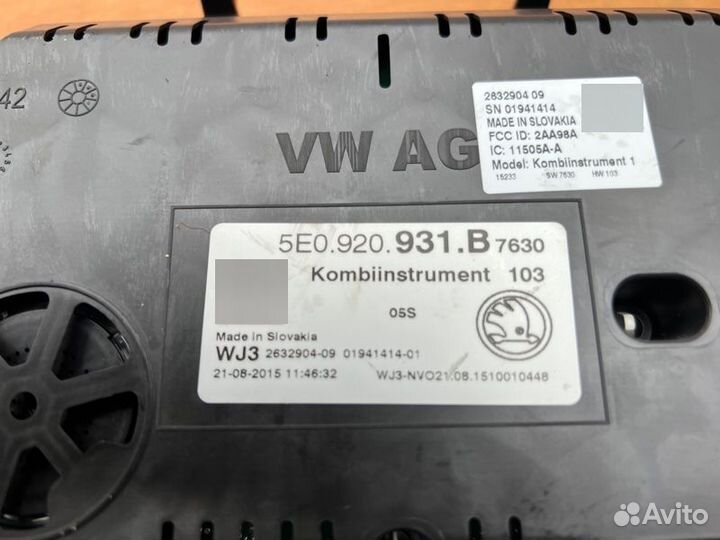 Панель приборов Skoda Octavia A7 cxxb 2015