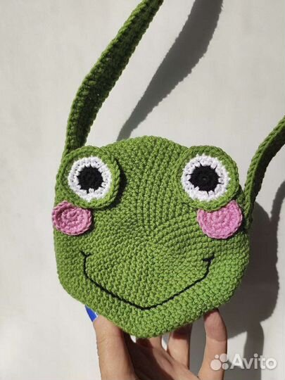 Сумка через плечо детская вязаная лягушка мишка