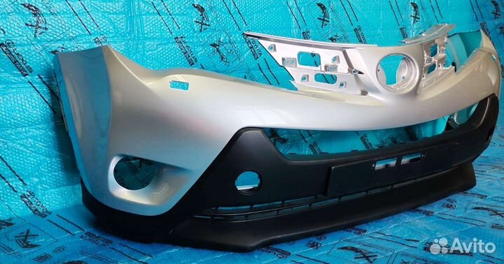 Передний бампер Рав 4 40 серебристый Оригинал 13