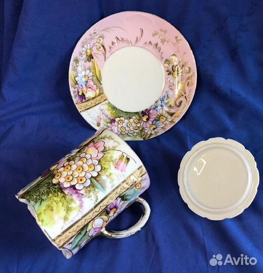 Чайная пара Кузнецов 19 век Шикарная Роспись