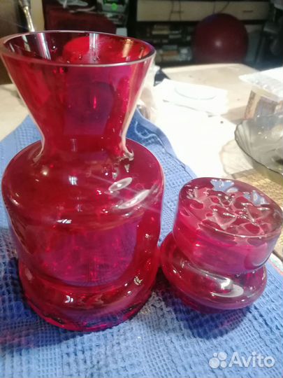 Графин - ваза СССР рубиновое стекло