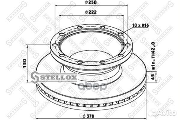 85-00812-SX диск тормозной c ABS 378/150x45 10