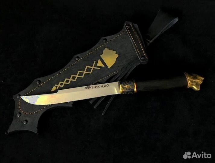 Финский нож Puukko c литьем головы мишки