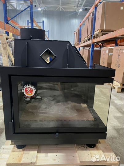 Камин Альфа 700LB NEW два стекла левая черная шамо