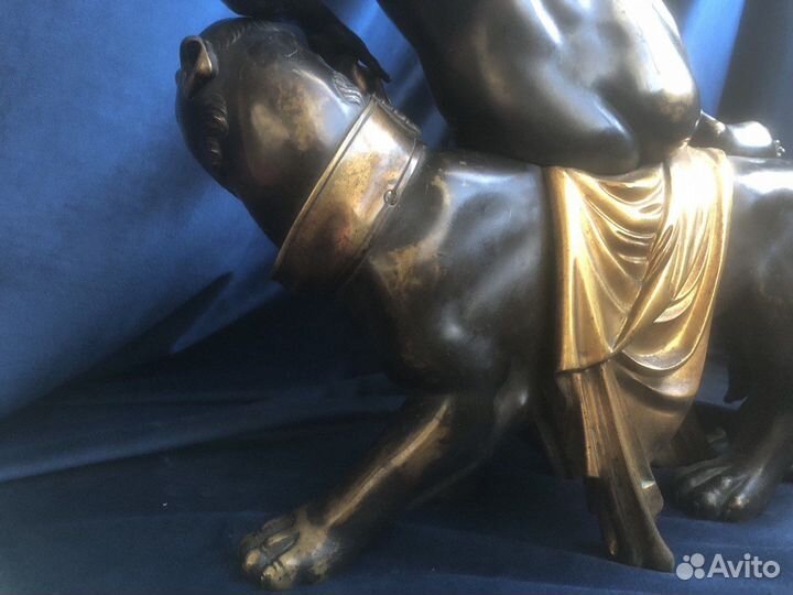 Антикварная скульптура Ариадна на пантере, бронза
