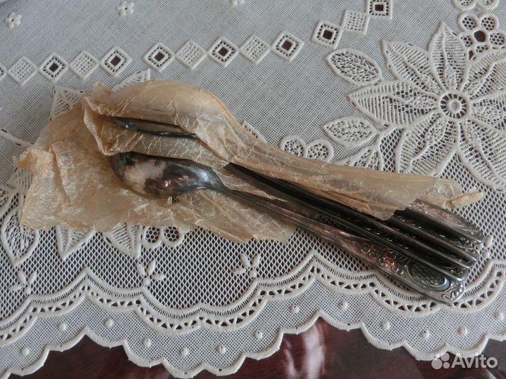 Чайные новые ложки мельхиор и чайник богатырь