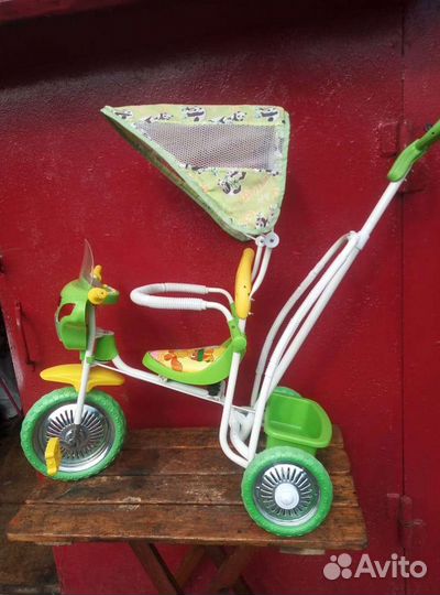 Детский трехколесный велосипед, с ручкой