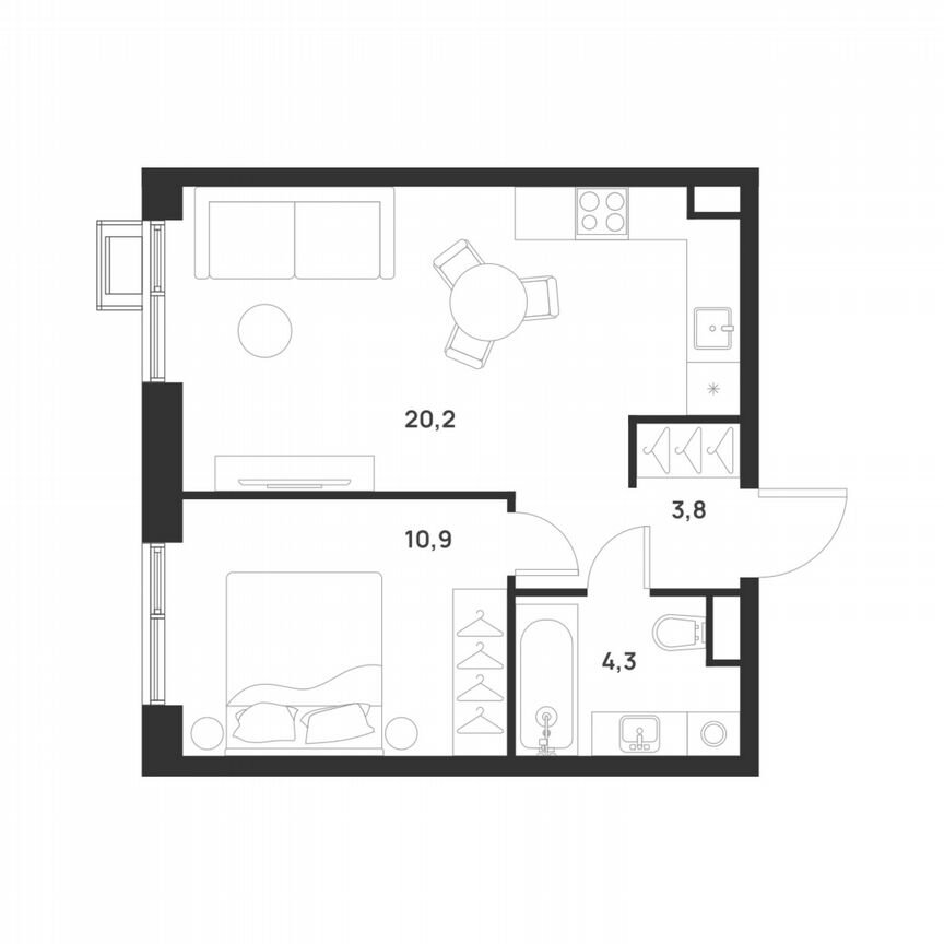 1-к. квартира, 39,2 м², 15/17 эт.