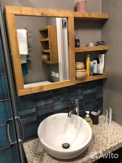 Подвесной шкафчик и зеркало полка мдф\лдсп\массив