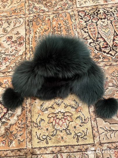 Шапка кожаная зимняя женская зеленая р-р 56