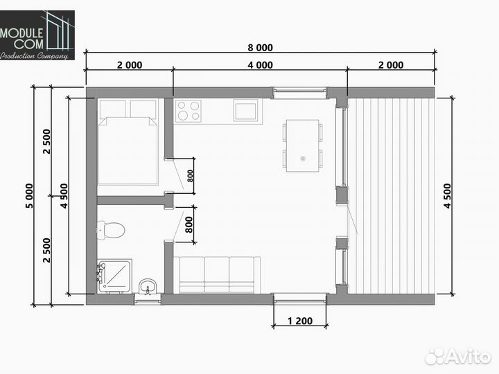 Модульный дом с террасой под ключ / Барнхаус
