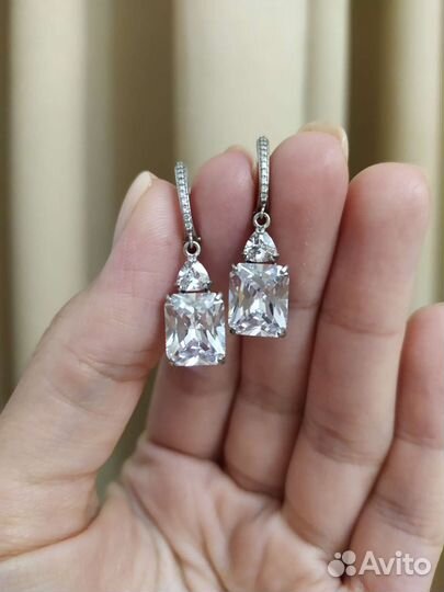 Серебряные серьги горный хрусталь