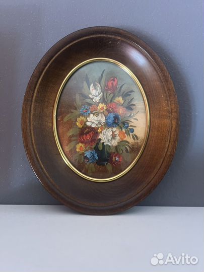 Старинные миниатюры цветы масло Италия