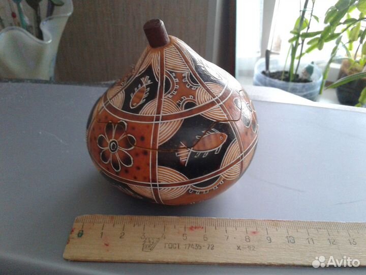 Шкатулка,плод африканского дерева,форма тыквочки