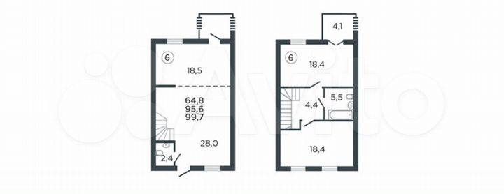 2-к. квартира, 99,7 м², 1/2 эт.