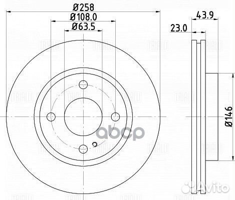 Диск тормозной Ford Fiesta VI (08) перед. d