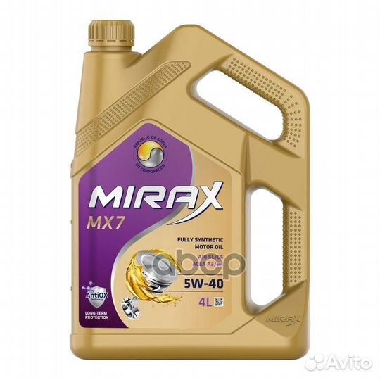 Масло моторное Mirax MX7 5W-40 API SL/CF, acea