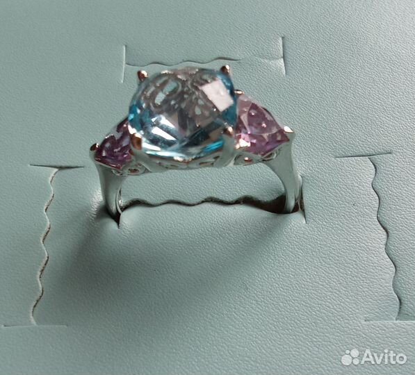 Кольцо серебро 925 аметист-топаз