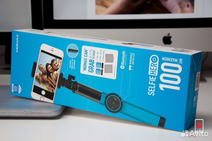 Монопод Momax Selfie Hero, 100см, синий