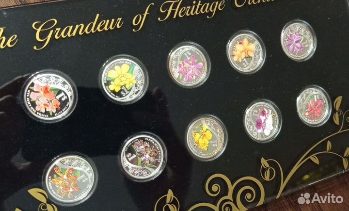 Монеты Сингапур Орхидеи Серебро