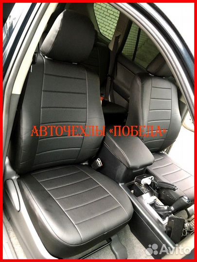 Чехлы Toyota Prado 150 2 из экокожи чёрные Классик