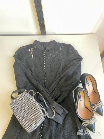 Кружевное женское платье 44