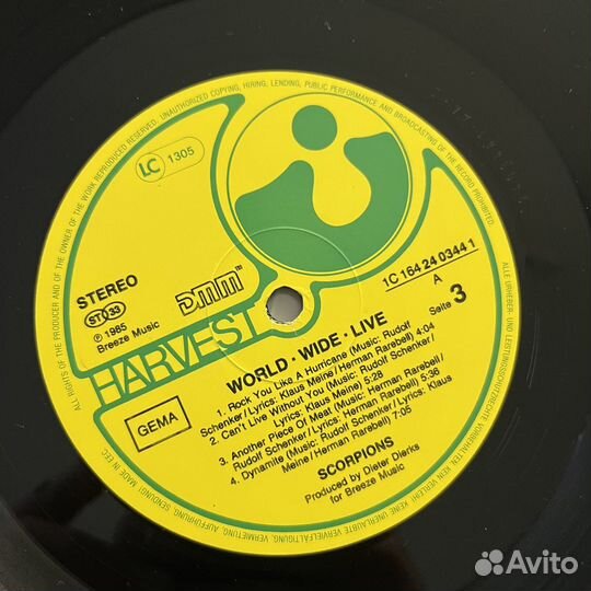 Scorpions world wide live LP виниловая пластинка