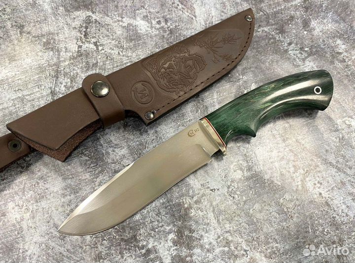 Нож Скиф, сталь D2, мельхиор, стабилизированная ка