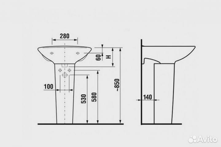 Пьедестал для раковины Jika lyra 1927.0.000.000.1