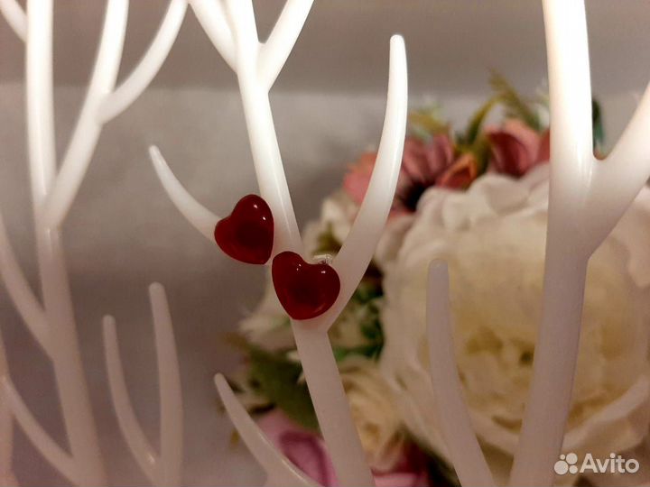 Серьги гвоздики Сердечки в наличии и под заказ