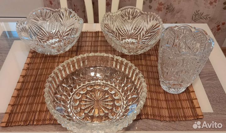 Салатницы И вазочка из хрусталя