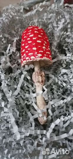 Ватная елочная игрушка Мухоморчик