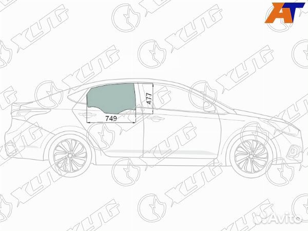 Стекло боковое опускное hyundai solaris 17- /accen