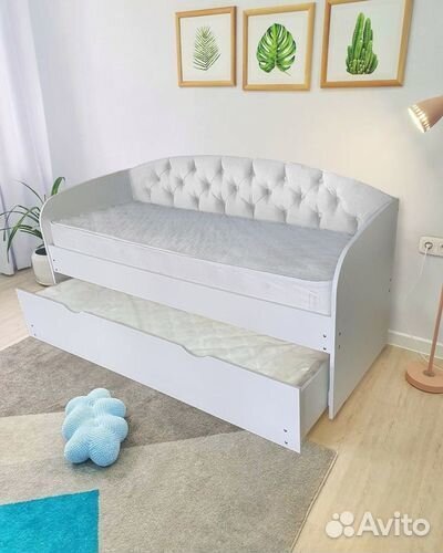 Кровать детская велюр выдвиж спальн лдсп