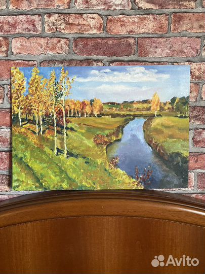 Картина маслом Осень золотая по мотивам Левитана