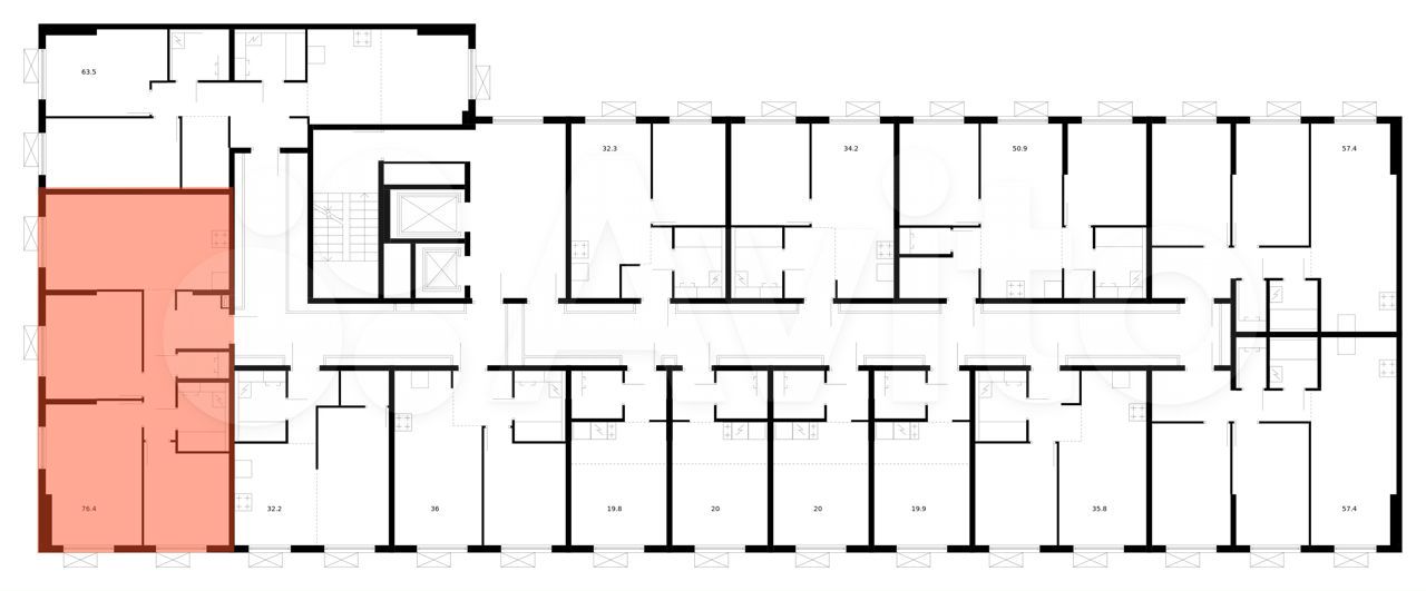 3-к. квартира, 76,4 м², 2/16 эт.