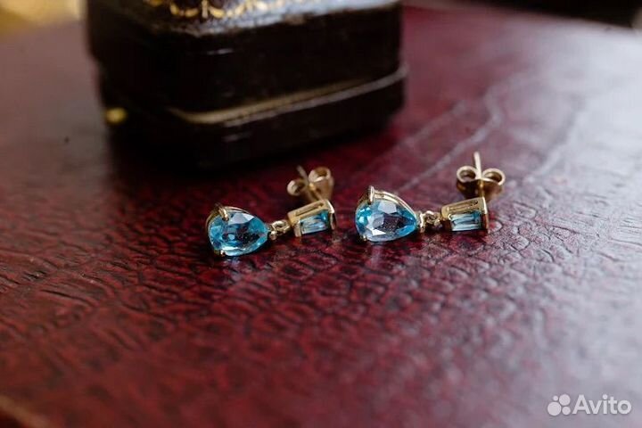 Серьги из золота 375 пробы с топазами