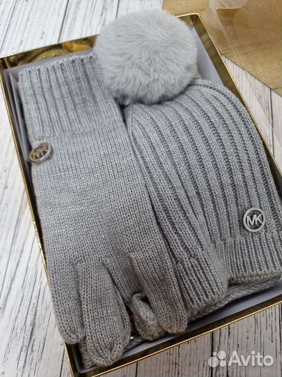 Женский комплект Шапка шарф перчатки Michael Kors