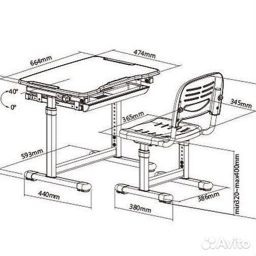 Детская растущая мебель стол - парта и стул