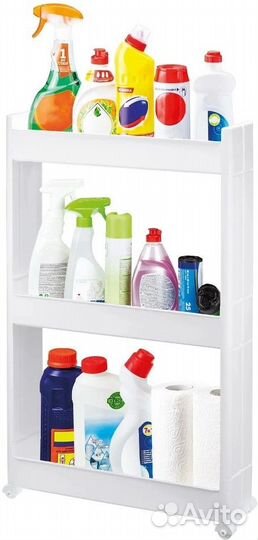 Этажерка пластик 500*140*770мм 3 секции на колесах