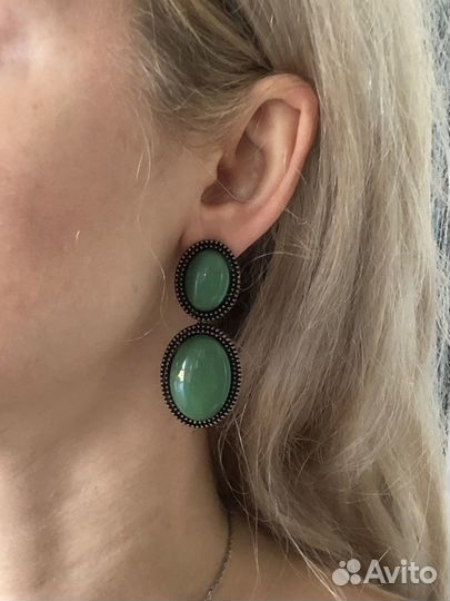 Очень красивые серьги с авантюрином