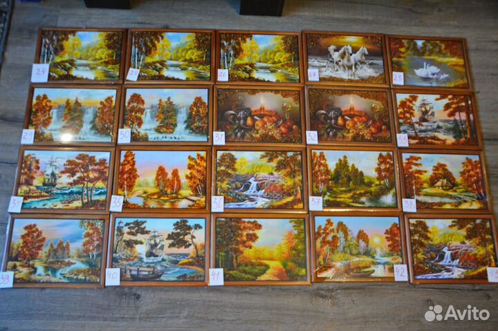 Картины с использованием натурального янтаря